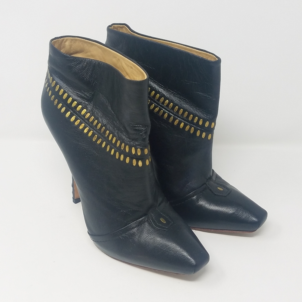 L.A.M.B women 8‎ studded stiletto ankle boots black Steampunk Grunge Gothic